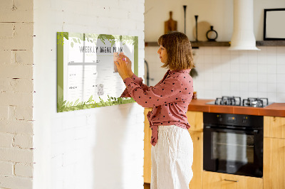 Dry erase board magnetic Meal plan for the week