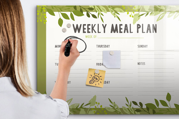Dry erase board magnetic Meal plan for the week