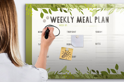 Dry erase board magnetic Meal plan for the week
