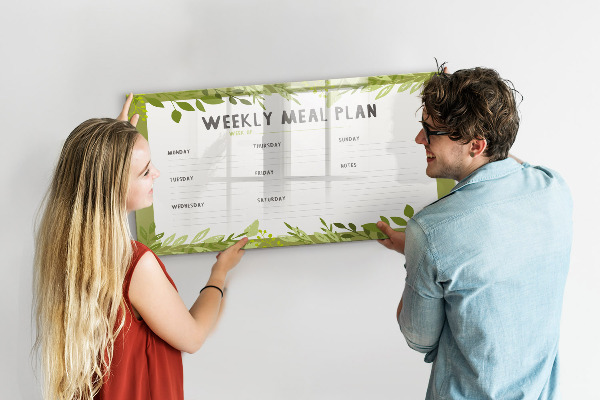 Dry erase board magnetic Meal plan for the week