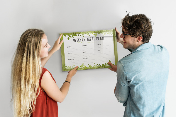 Dry erase board magnetic Meal plan for the week