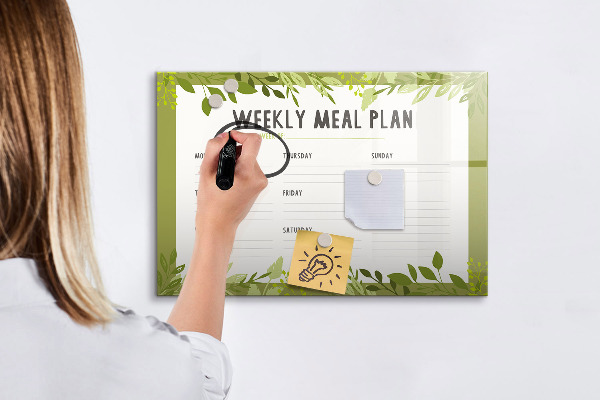 Dry erase board magnetic Meal plan for the week