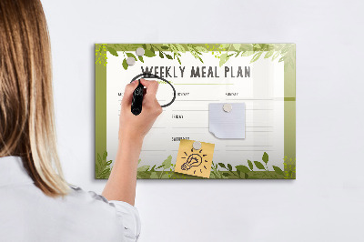 Dry erase board magnetic Meal plan for the week