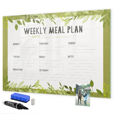 Dry erase board magnetic Meal plan for the week