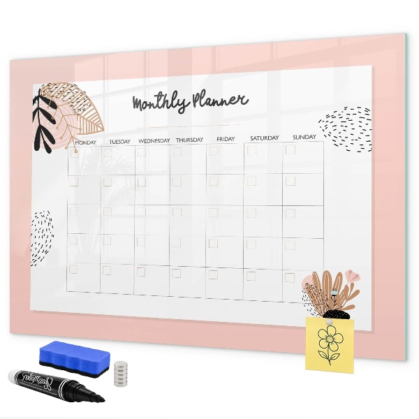 Magnetic dry erase board Monthly planner with space for photos