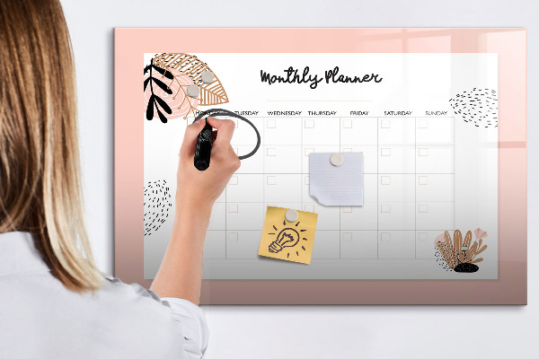 Magnetic dry erase board Monthly planner with space for photos