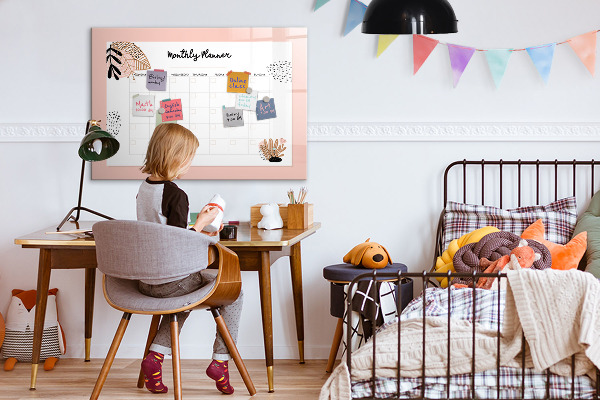Magnetic dry erase board Monthly planner with space for photos
