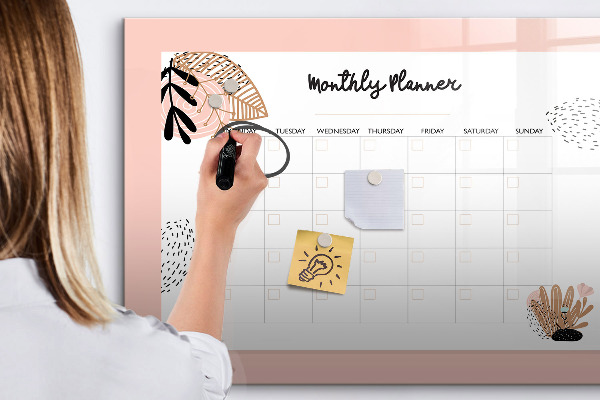 Magnetic dry erase board Monthly planner with space for photos