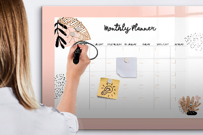 Magnetic dry erase board Monthly planner with space for photos