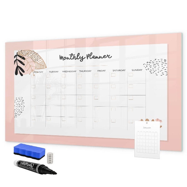 Magnetic dry erase board Monthly planner with space for photos