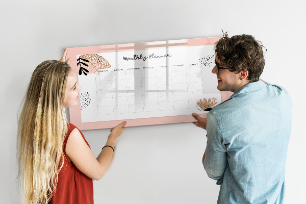Magnetic dry erase board Monthly planner with space for photos