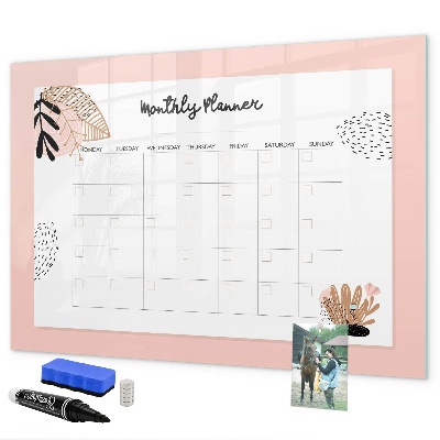 Magnetic dry erase board Monthly planner with space for photos