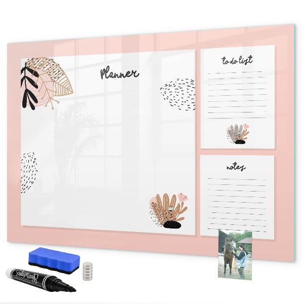 Dry erase board magnetic Planner with space for photos