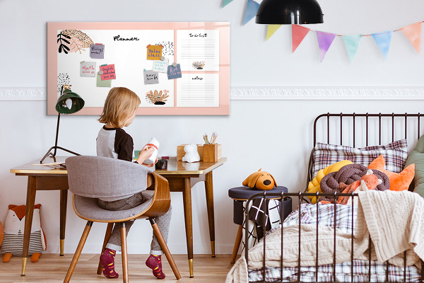 Dry erase board magnetic Planner with space for photos