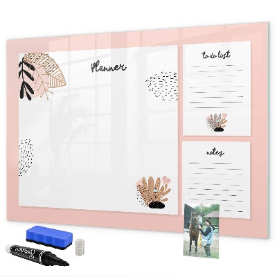 Dry erase board magnetic Planner with space for photos