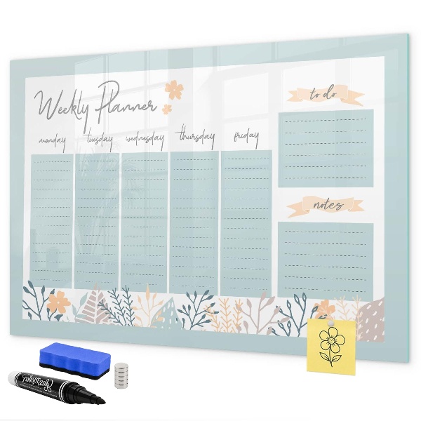 Magnetic dry erase board Weekly planner with space for photos
