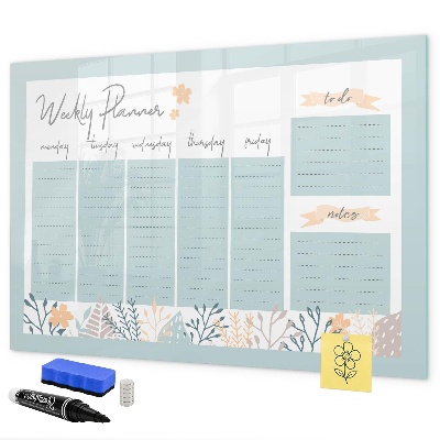 Magnetic dry erase board Weekly planner with space for photos