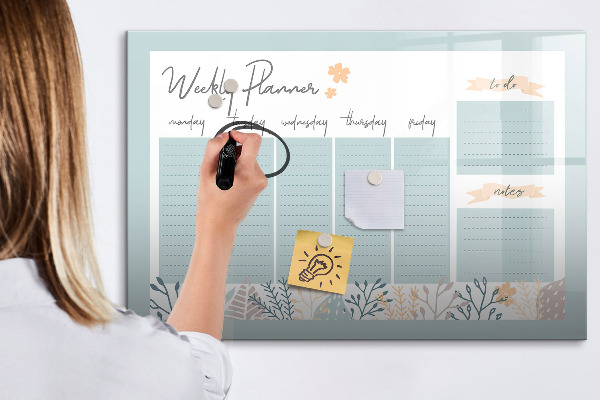 Magnetic dry erase board Weekly planner with space for photos