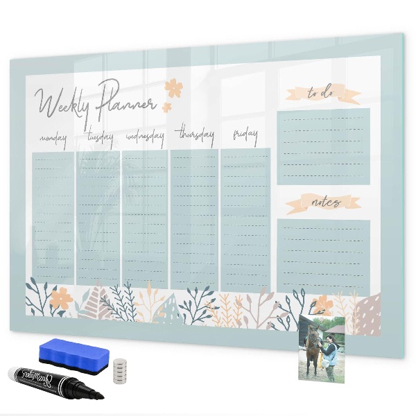 Magnetic dry erase board Weekly planner with space for photos