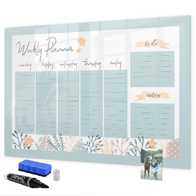 Magnetic dry erase board Weekly planner with space for photos