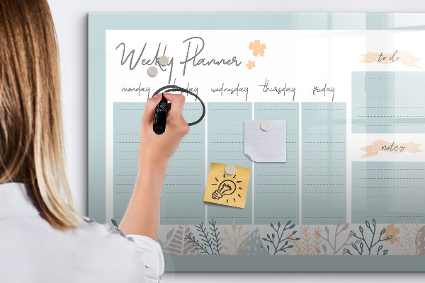 Magnetic dry erase board Weekly planner with space for photos