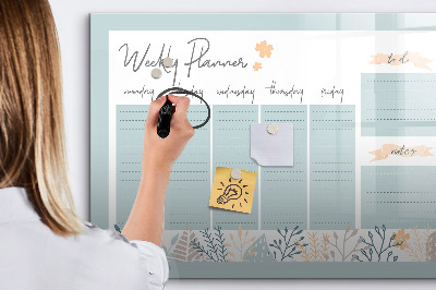 Magnetic dry erase board Weekly planner with space for photos