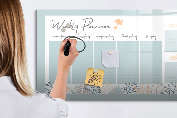 Magnetic dry erase board Weekly planner with space for photos