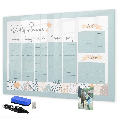 Magnetic dry erase board Weekly planner with space for photos
