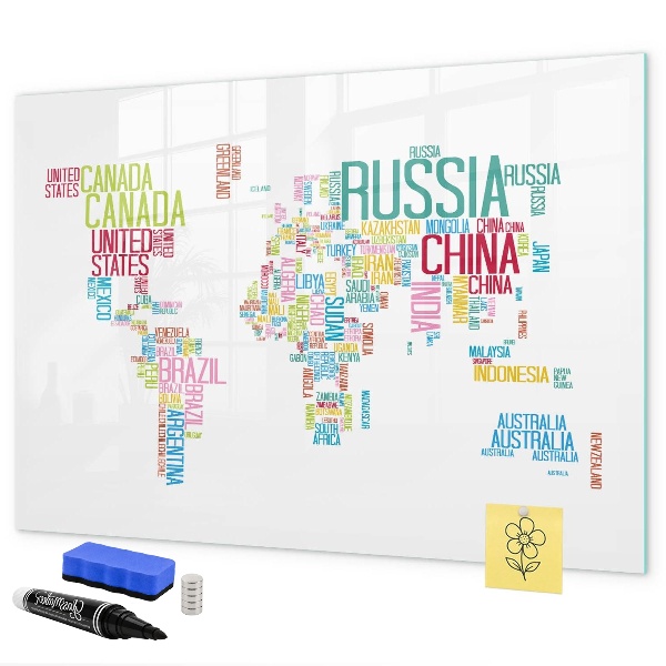 Magnetic dry erase board A world map with personal memories