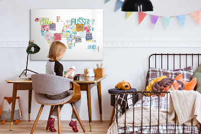 Magnetic dry erase board A world map with personal memories