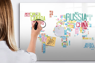 Magnetic dry erase board A world map with personal memories