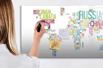 Magnetic dry erase board A world map with personal memories