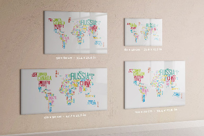 Magnetic dry erase board A world map with personal memories