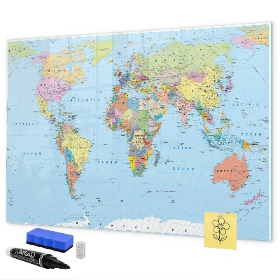 Dry erase board magnetic World map with personal photos