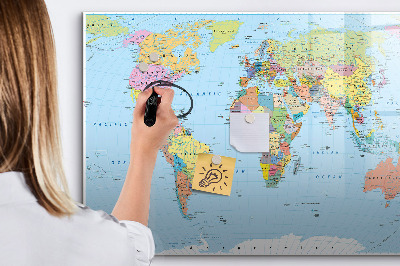 Dry erase board magnetic World map with personal photos