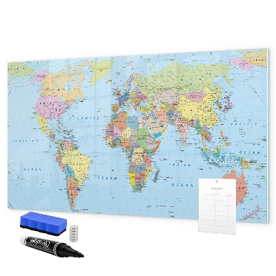 Dry erase board magnetic World map with personal photos