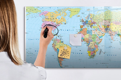 Dry erase board magnetic World map with personal photos