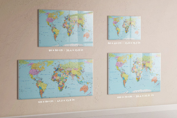 Dry erase board magnetic World map with personal photos