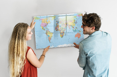 Dry erase board magnetic World map with personal photos