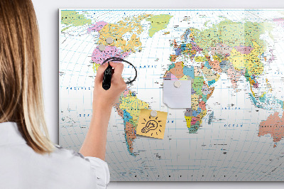 Magnetic dry erase board World map with personal photos