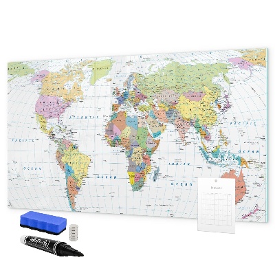Magnetic dry erase board World map with personal photos