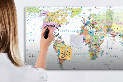 Magnetic dry erase board World map with personal photos