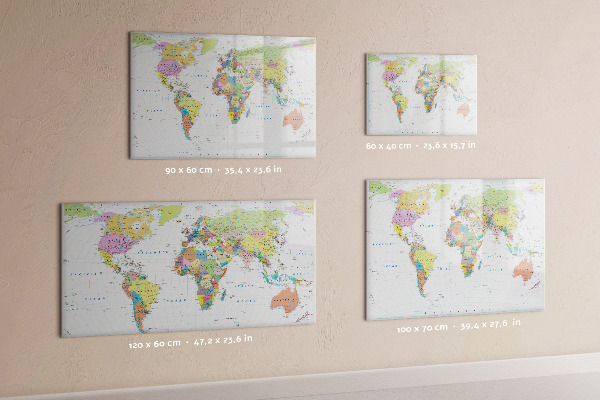 Magnetic dry erase board World map with personal photos