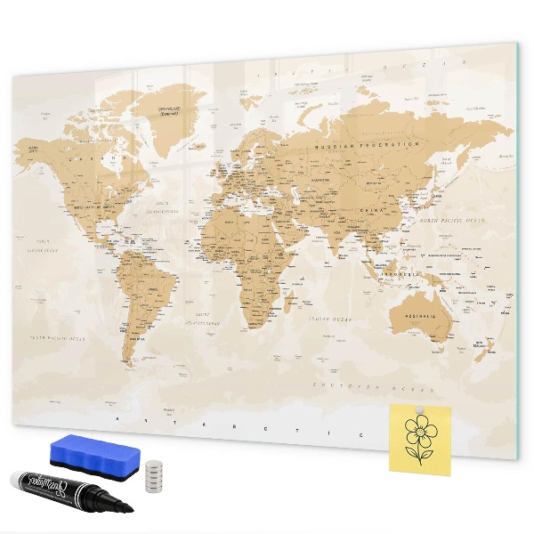 Dry erase board magnetic Travel map with places to mark