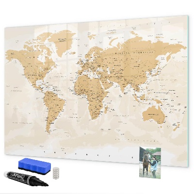 Dry erase board magnetic Travel map with places to mark