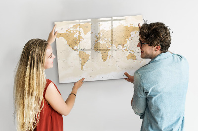Dry erase board magnetic Travel map with places to mark
