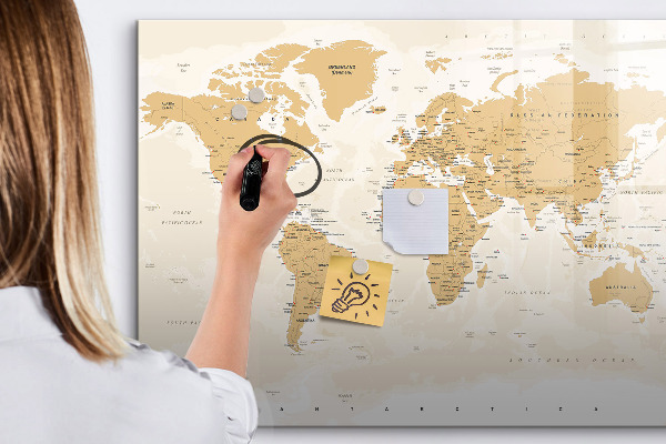 Dry erase board magnetic Travel map with places to mark