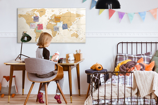 Dry erase board magnetic Travel map with places to mark
