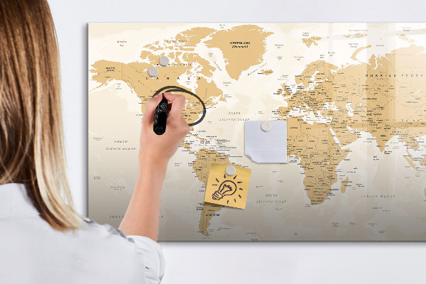 Dry erase board magnetic Travel map with places to mark