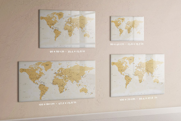 Dry erase board magnetic Travel map with places to mark